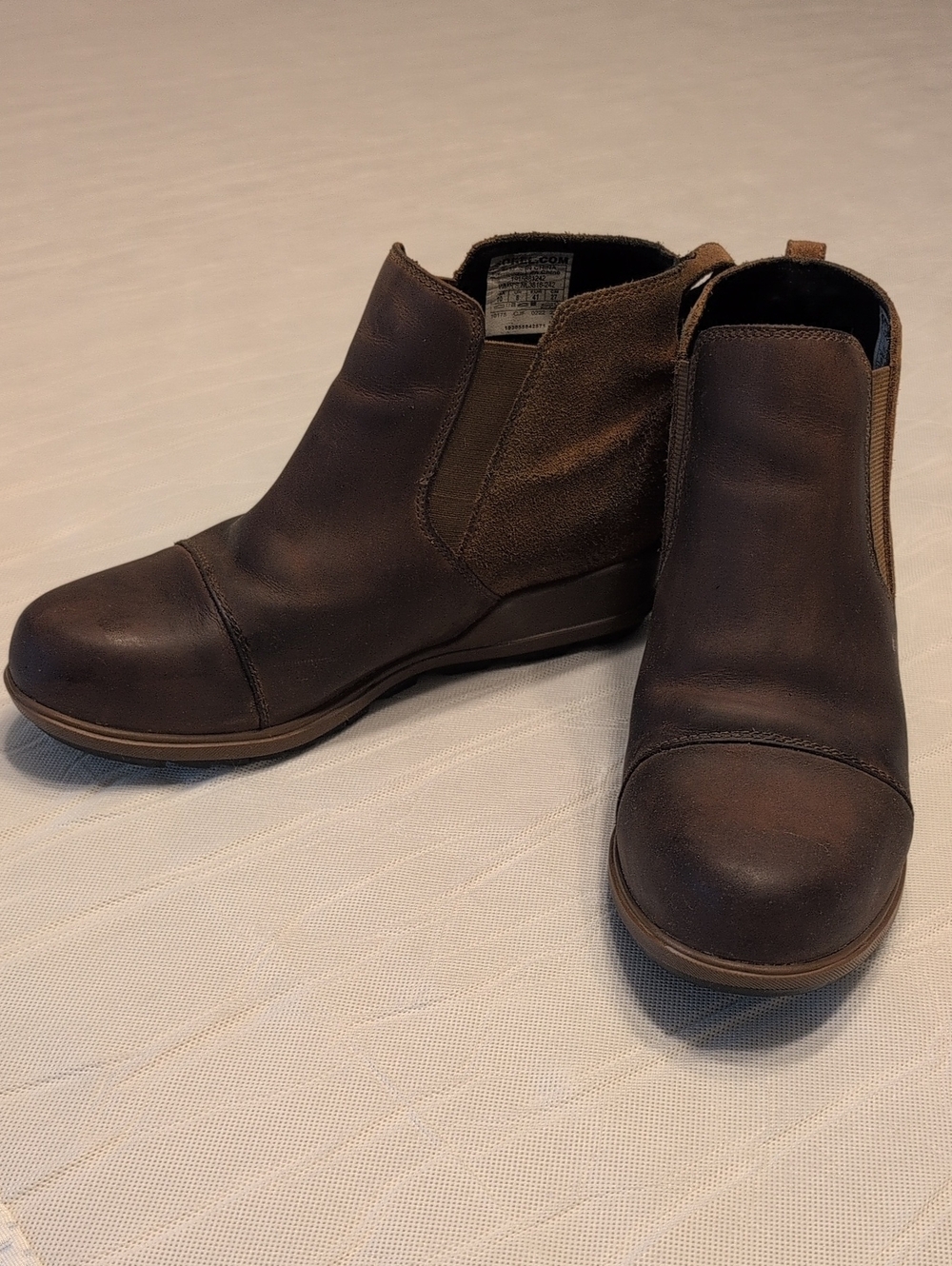 Sorel Evie Brown Leather and Suede Chelsea Ankle Boots